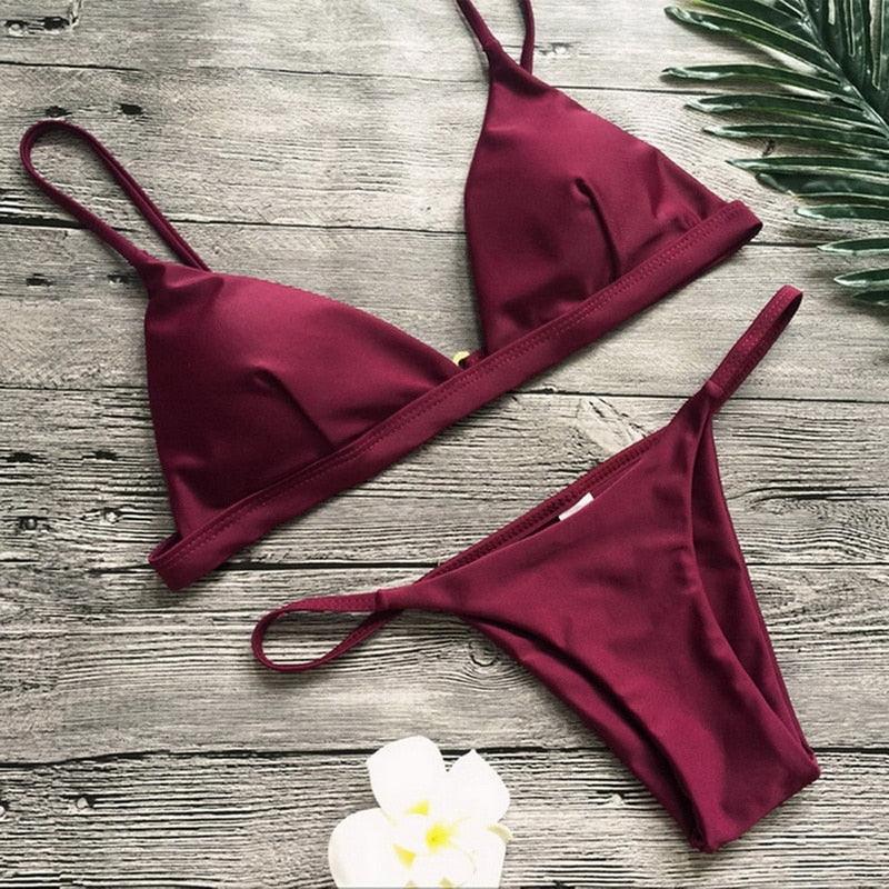 Push Up Bikini Set Swimsuits High Waist Swimwear Women Ribbed Bathing Suits Brazilian Bikinis Swimsuit for Women Bottom Triangle Bikinis Top Bathing Suit
