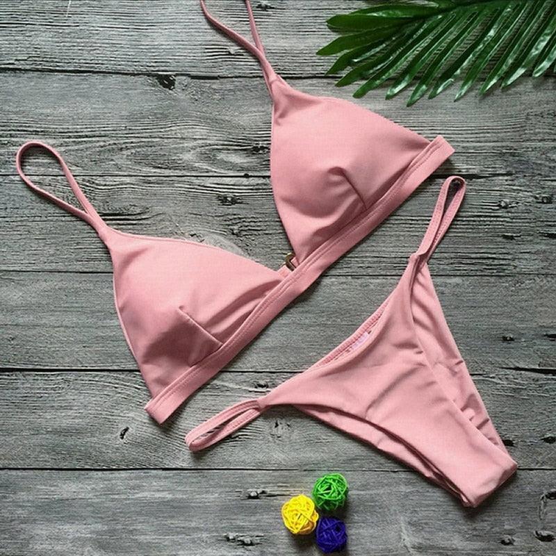 Push Up Bikini Set Swimsuits High Waist Swimwear Women Ribbed Bathing Suits Brazilian Bikinis Swimsuit for Women Bottom Triangle Bikinis Top Bathing Suit