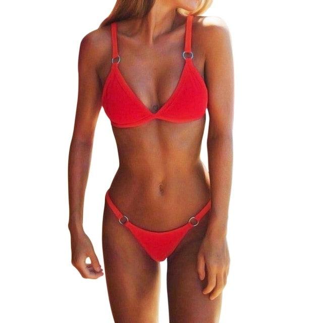 Push Up Bikini Set Swimsuits High Waist Swimwear Women Ribbed Bathing Suits Brazilian Bikinis Swimsuit for Women Bottom Triangle Bikinis Top Bathing Suit
