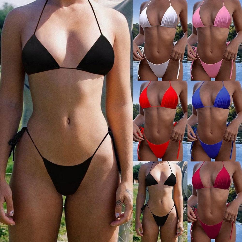 Push Up Bikini Set Swimsuits High Waist Swimwear Women Ribbed Bathing Suits Brazilian Bikinis Swimsuit for Women Bottom Triangle Bikinis Top Bathing Suit