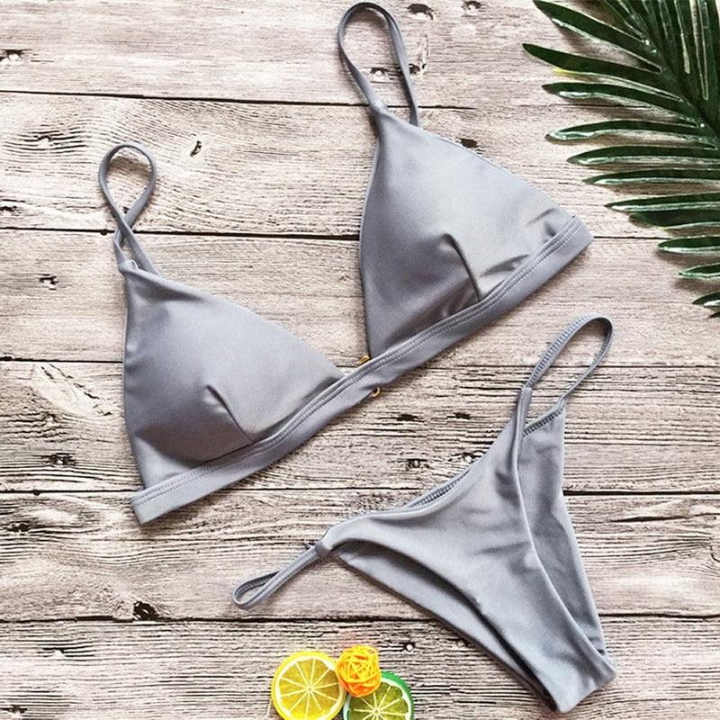 Push Up Bikini Set Swimsuits High Waist Swimwear Women Ribbed Bathing Suits Brazilian Bikinis Swimsuit for Women Bottom Triangle Bikinis Top Bathing Suit