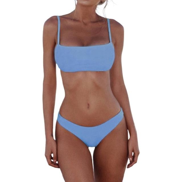 Push Up Bikini Set Swimsuits High Waist Swimwear Women Ribbed Bathing Suits Brazilian Bikinis Swimsuit for Women Bottom Triangle Bikinis Top Bathing Suit