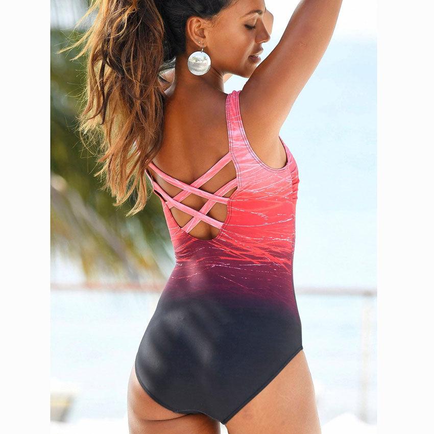 Push Up Swimwear Back One-piece Beach Bathing Suit Colorful Print One Piece Women Swimsuit Women's Plunge Bathing Suit Strappy Mesh One Piece Swimsuit Tummy Control Swimwear