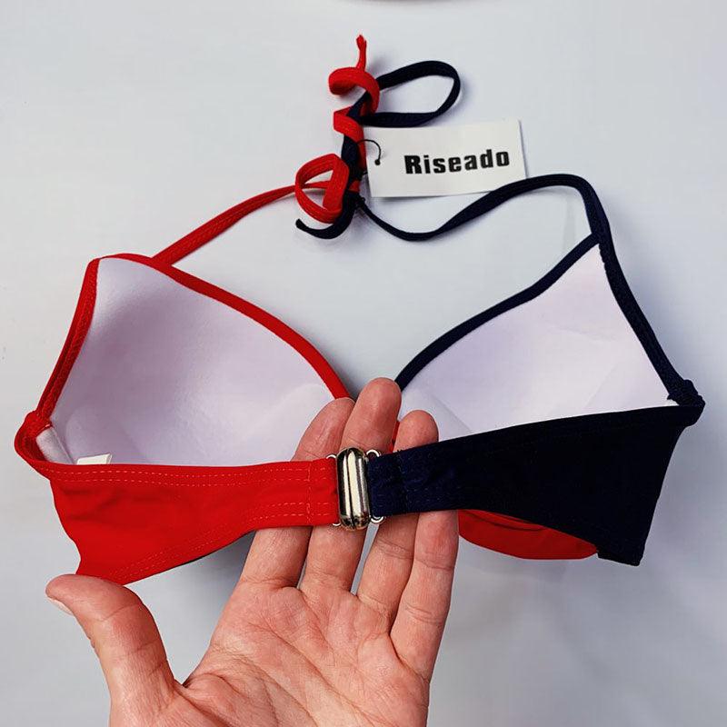 Push Up Women Bikinis Swimwear Women's Bathing Suits Push Up Halter Bandage Bikini Floral Printing Swim Bottoms Two Piece Swimsuits Women Swimsuits Bathing Suit Halter Leaf Print Beach Wear Plus Size