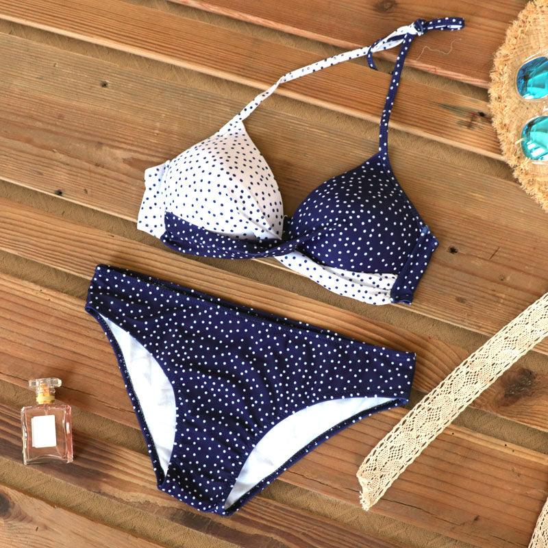 Push Up Women Bikinis Swimwear Women's Bathing Suits Push Up Halter Bandage Bikini Floral Printing Swim Bottoms Two Piece Swimsuits Women Swimsuits Bathing Suit Halter Leaf Print Beach Wear Plus Size