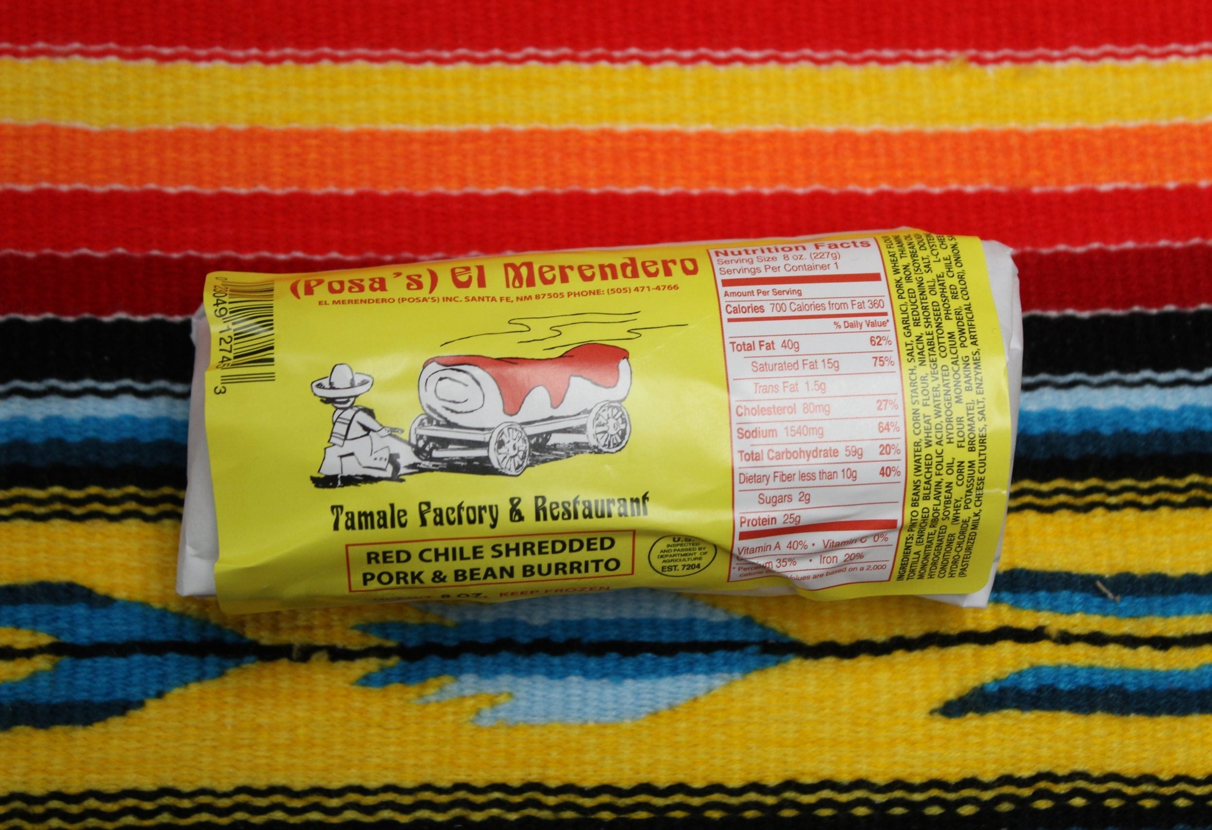 Burritos de cerdo con chile rojo y verde El Merendero (Posa's) (4 unidades)