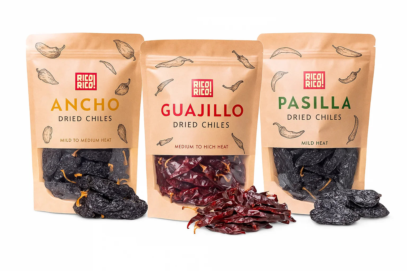 Dried Mexican Chiles 3-Pack – Ancho, Guajillo & Pasilla