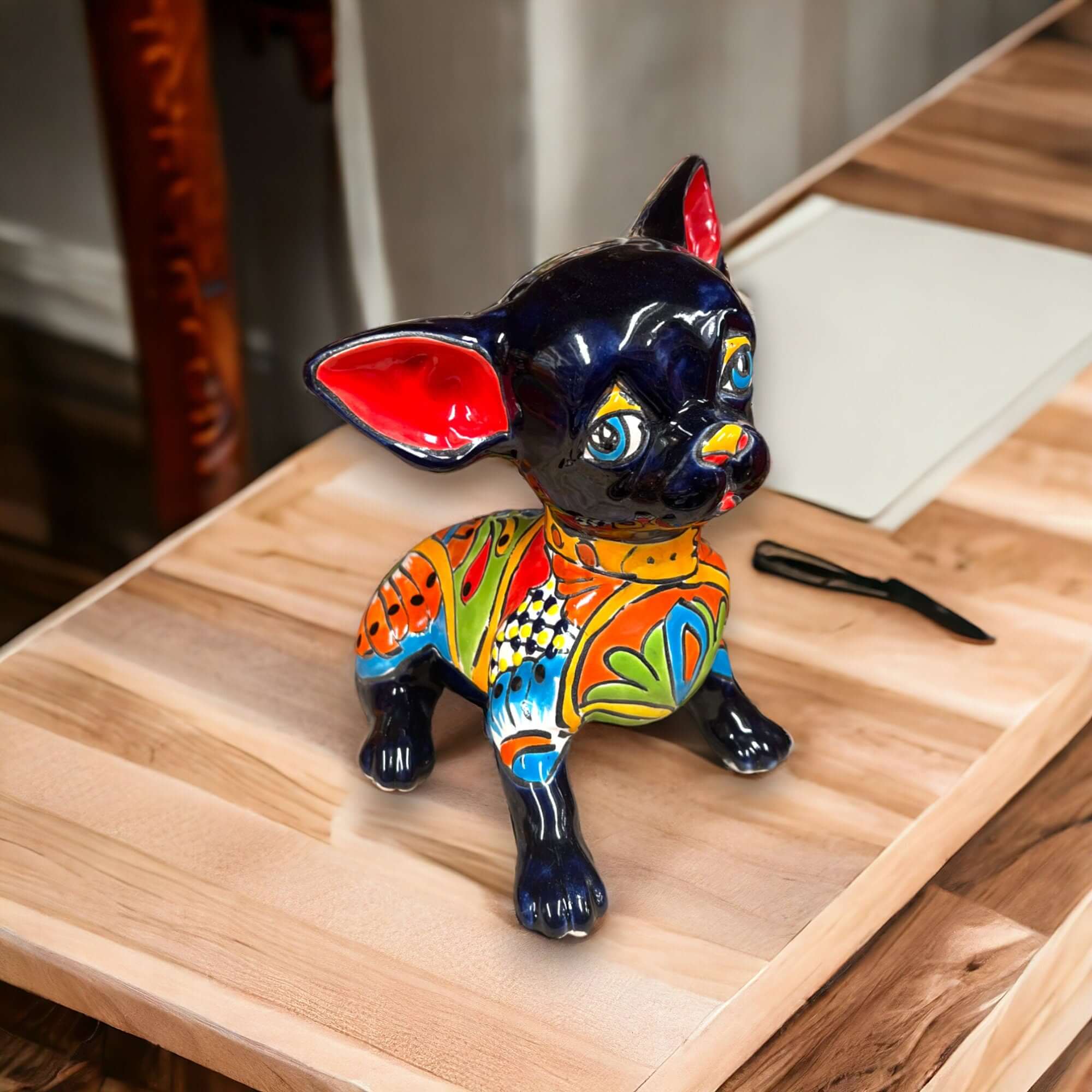 Estatua de Talavera Chihuahua | Perro Mexicano Triste Hecho a Mano