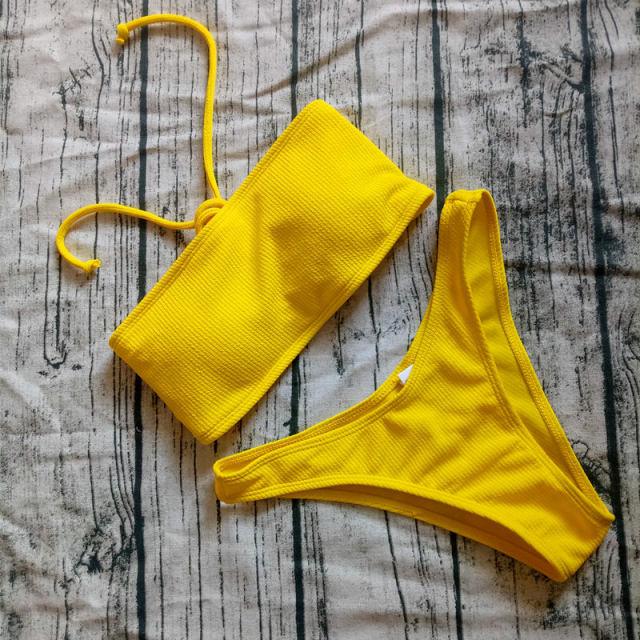 Solid Bikini Swimsuit Women Bikini Set Off Shoulder Swimwear Two Piece Strap Bikini Sets for Women High Waist Teens Bathing Suits Off Shoulder Swimsuit Beachwear