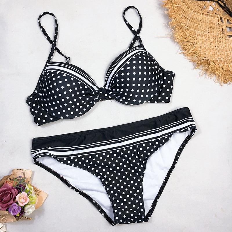 Swimwear Bikinis Swimming Suit For Women Swimsuit Padded Push-up Bikini Set Women Padded Push up Bikini Set Halter Two Piece Cross Top Swimsuit Patchwork Bathing Suit
