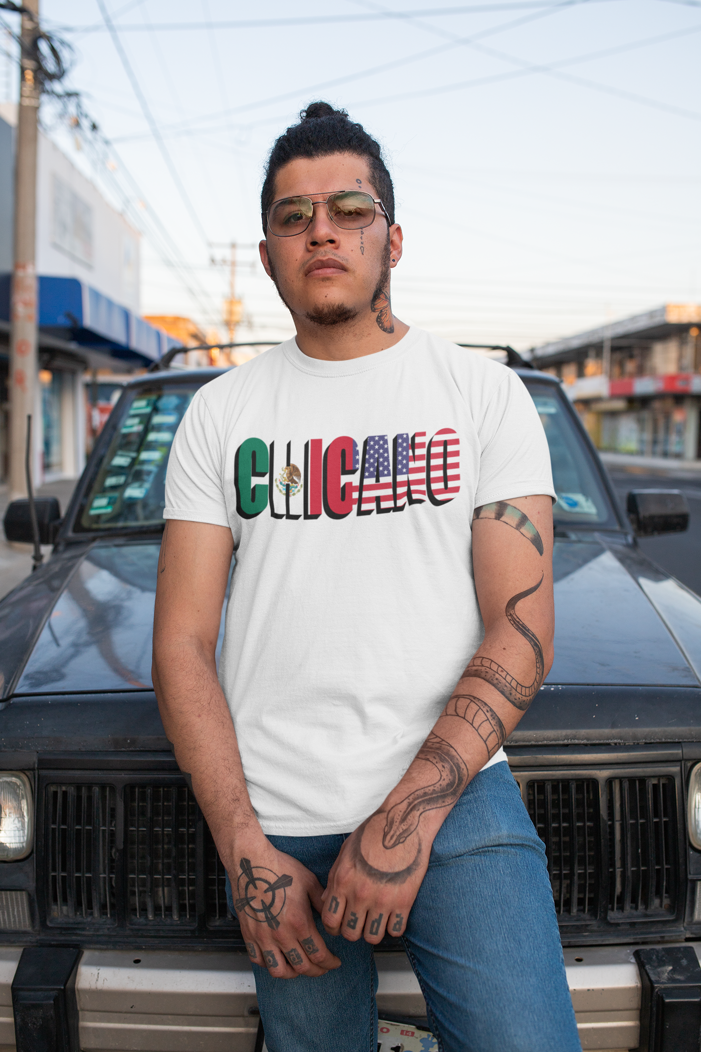 CHICANO Mexico + USA Flag T-shirt | 4th Of July | Funny Viral Latino Tees | Unisex - 3 Colors