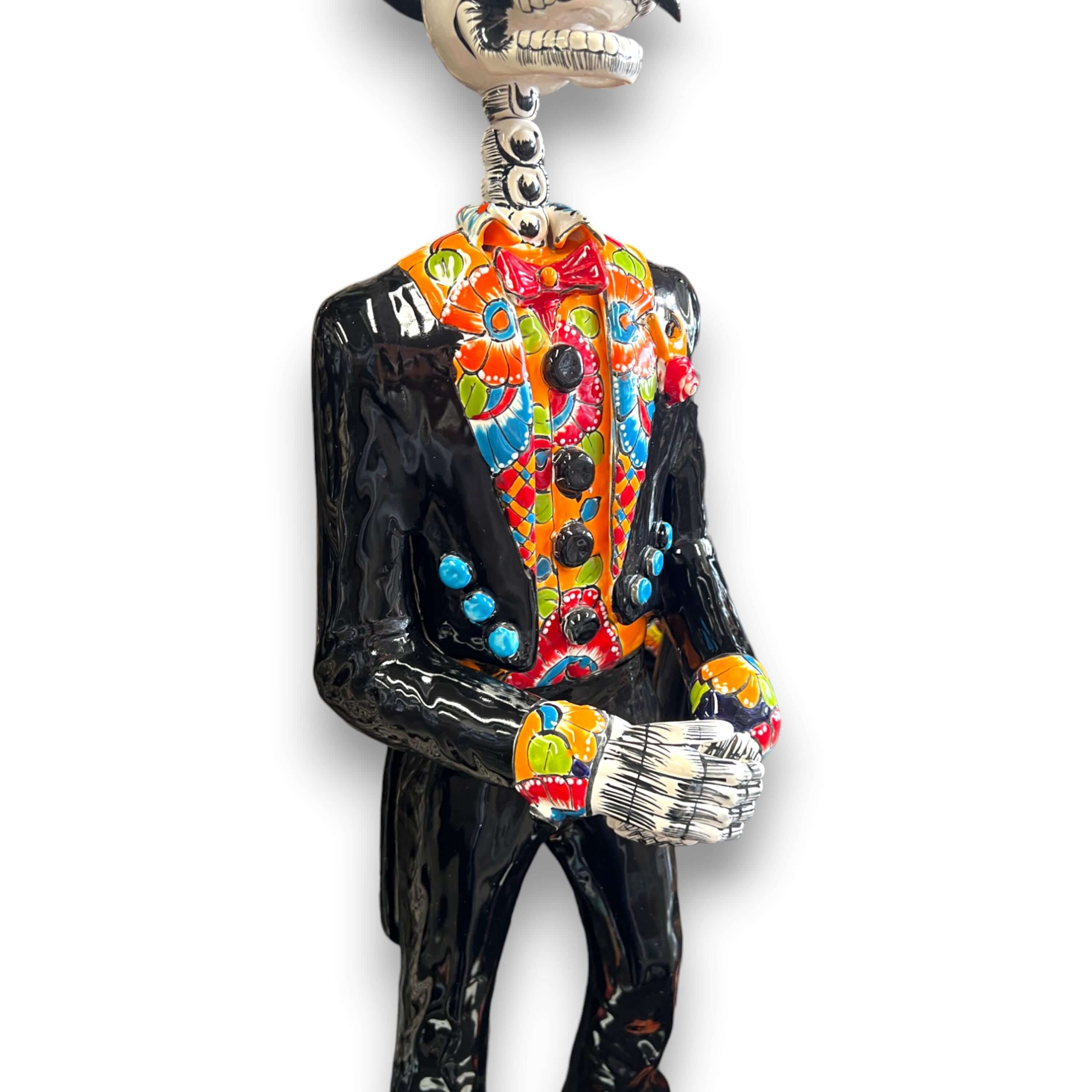Estatua Catrín de Talavera | Figurilla de 33" del Día de Muertos