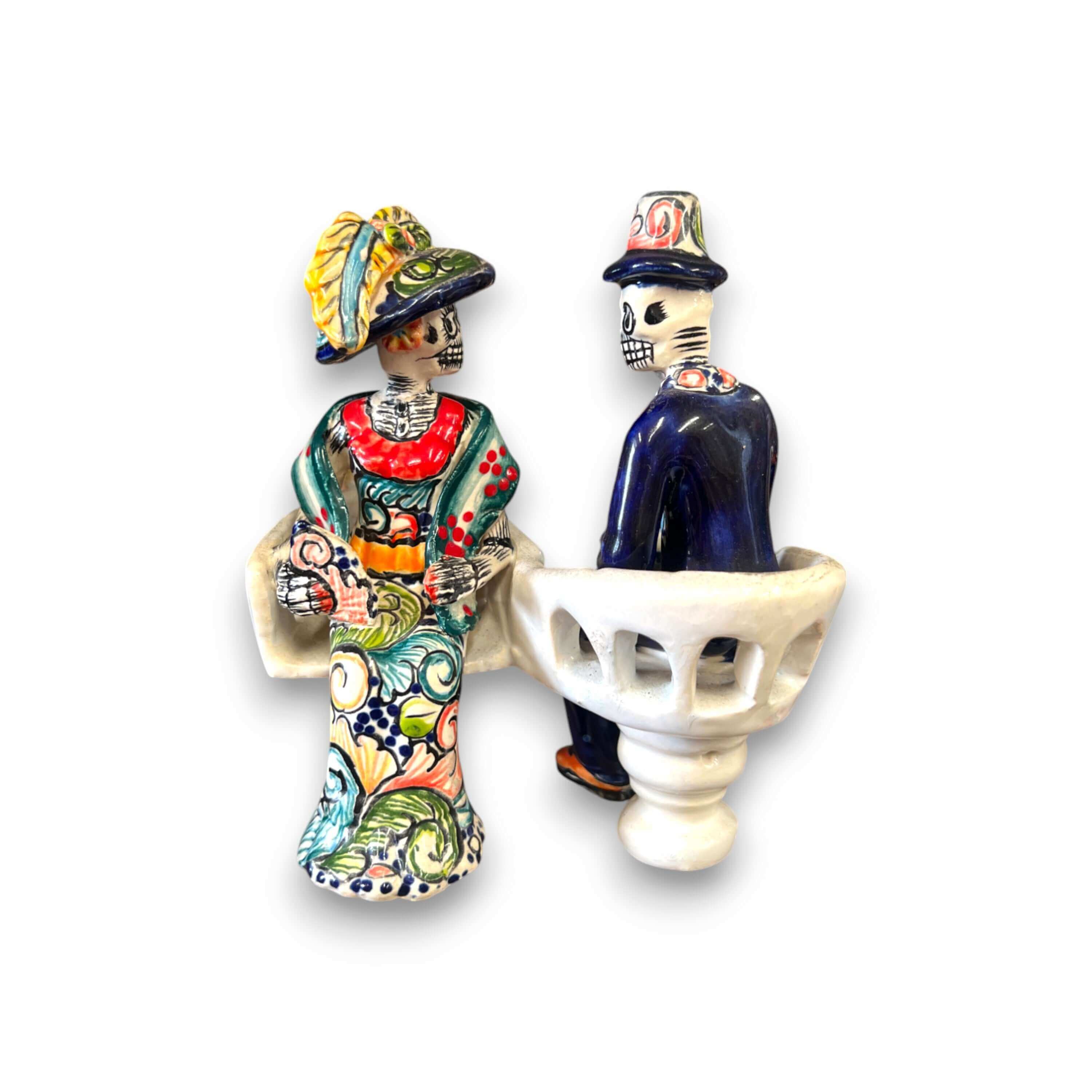 Figuras de Talavera del Día de Muertos | Estatuas de sillas mexicanas