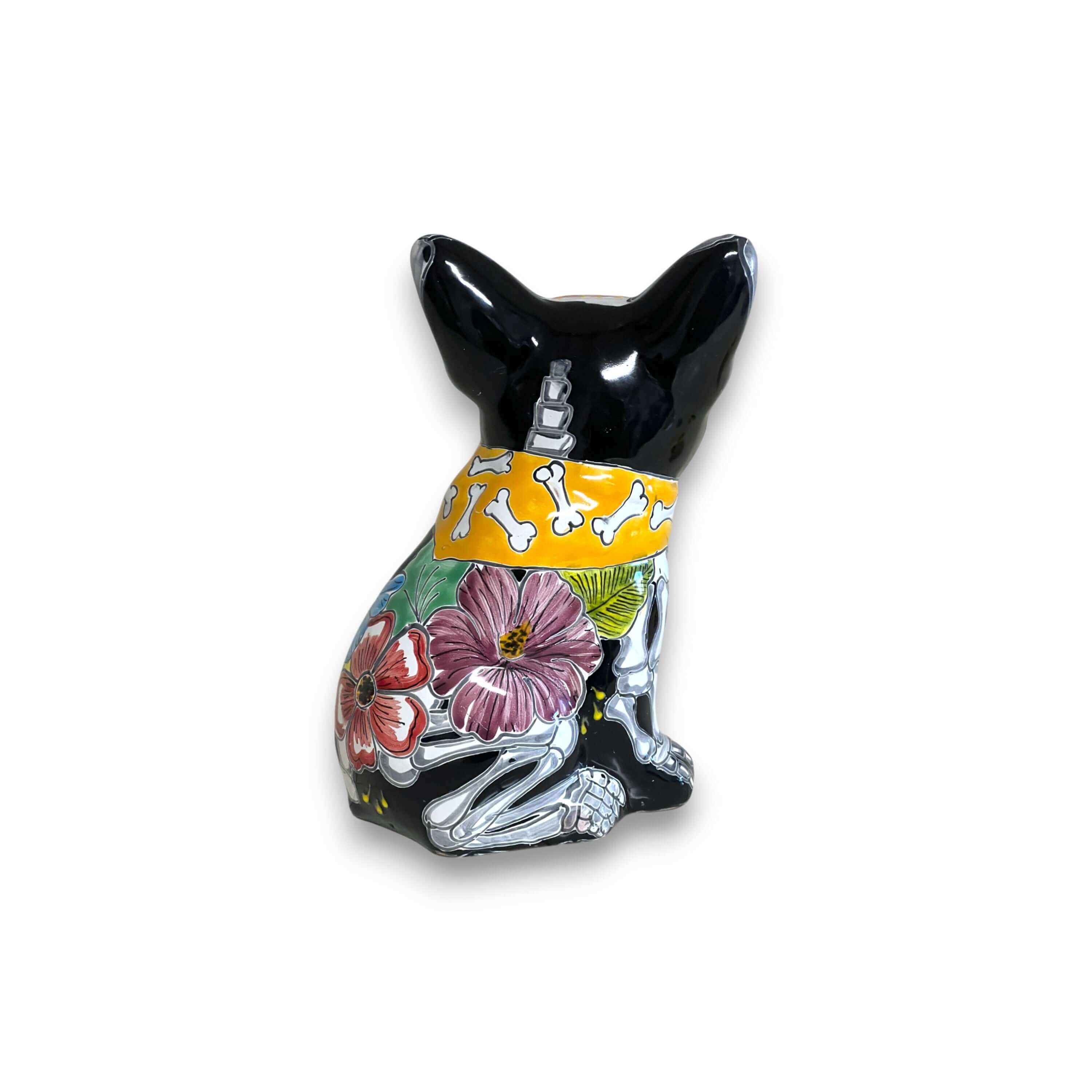 Estatua de Bulldog Francés de Talavera | Decoración Mexicana del Día de Muertos
