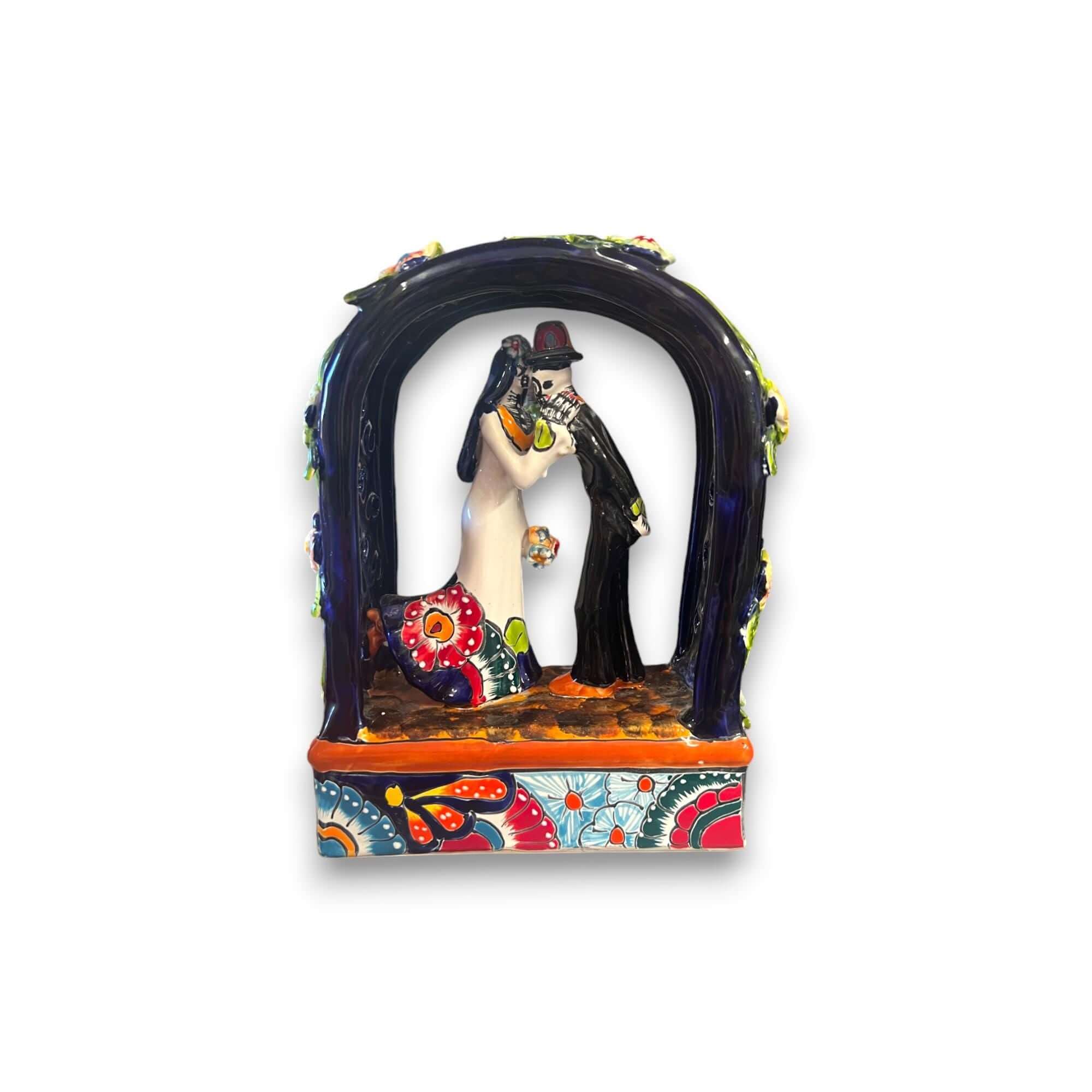 Figuras de boda de Día de Muertos de Talavera | Decoración de altar mexicano