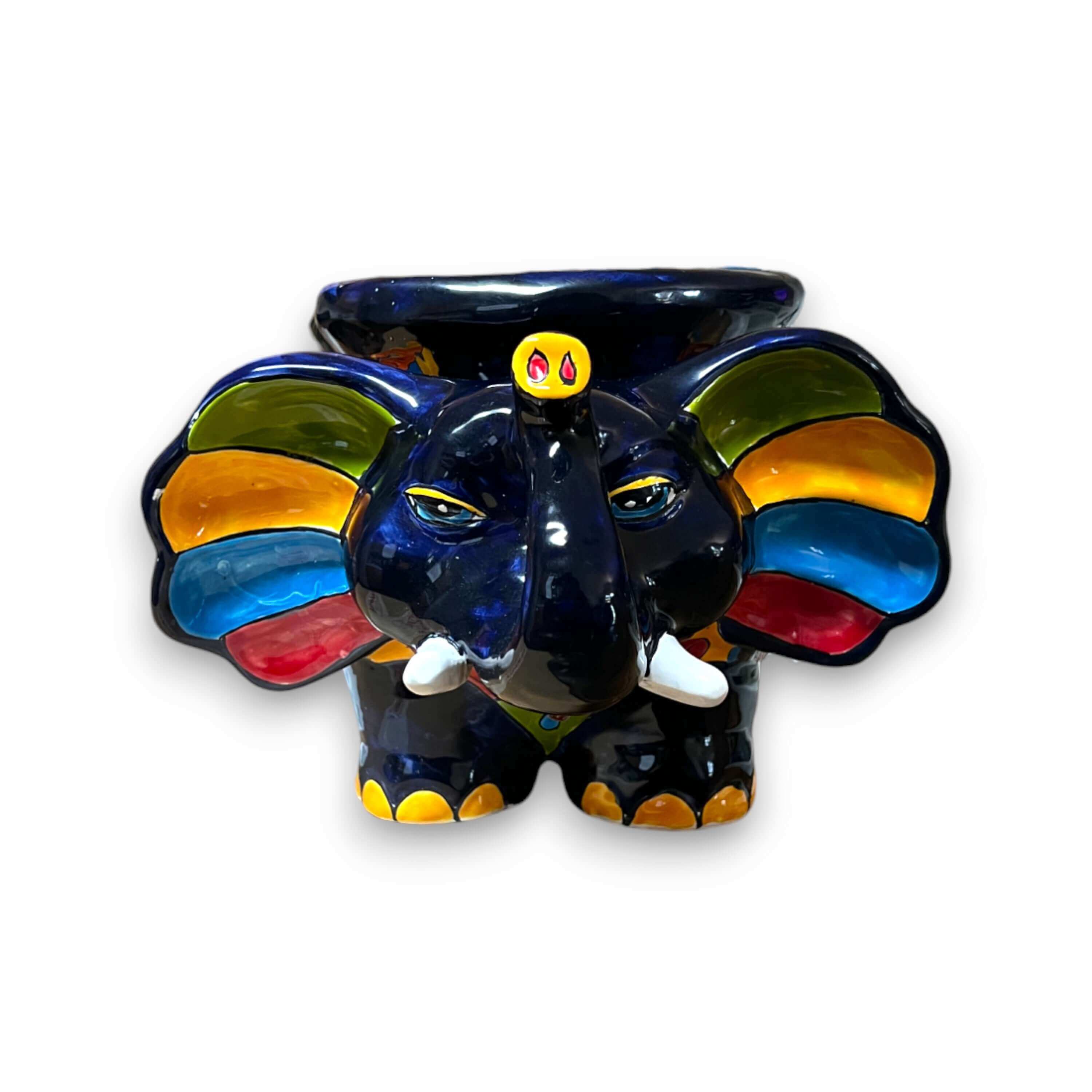 Macetero de Elefante de Talavera | Maceta de Cerámica Mexicana Colorida