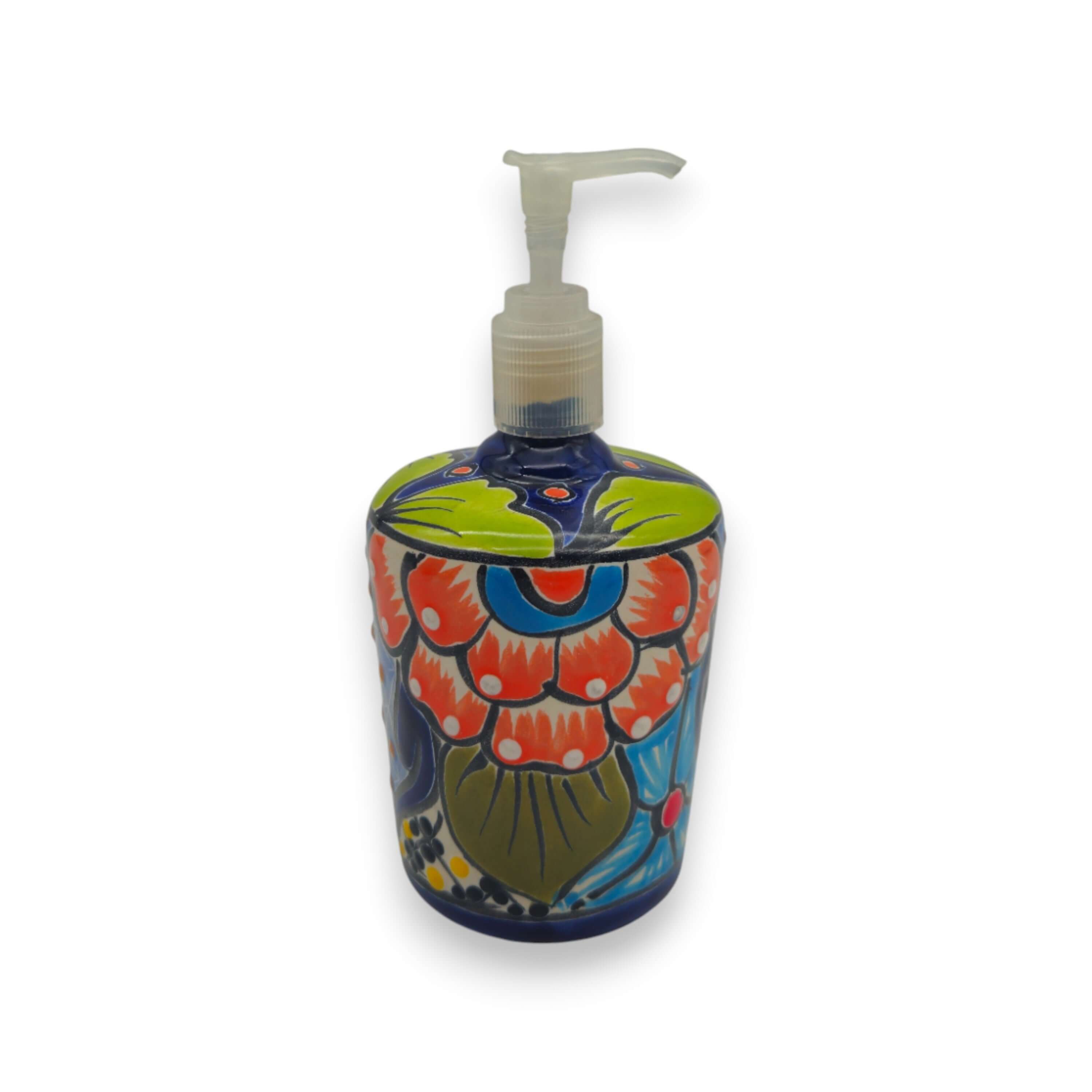 Dispensador de jabón floral Talavera | Cerámica mexicana pintada a mano