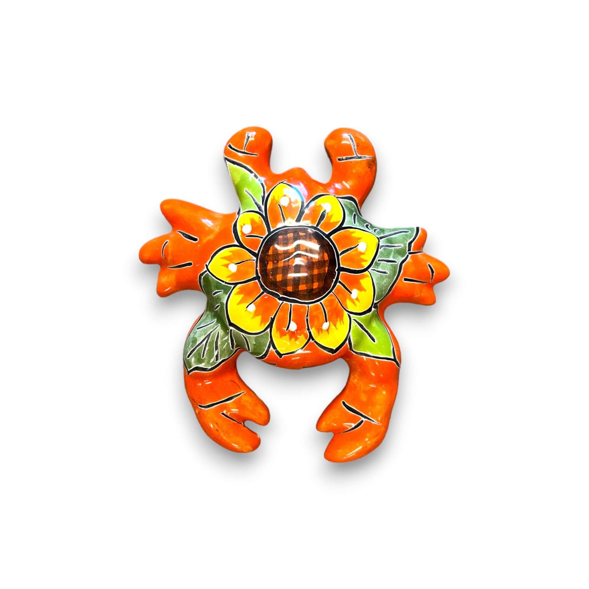 Figura de cangrejo de Talavera | Escultura mexicana colorida pintada a mano