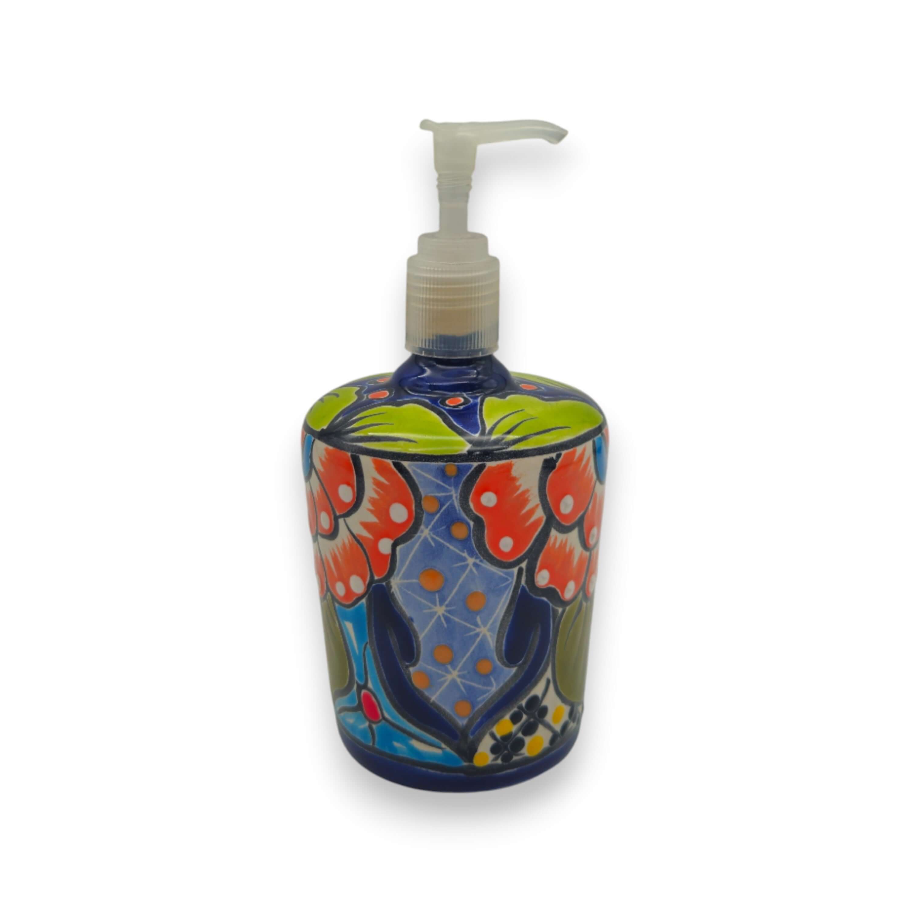 Dispensador de jabón floral Talavera | Cerámica mexicana pintada a mano