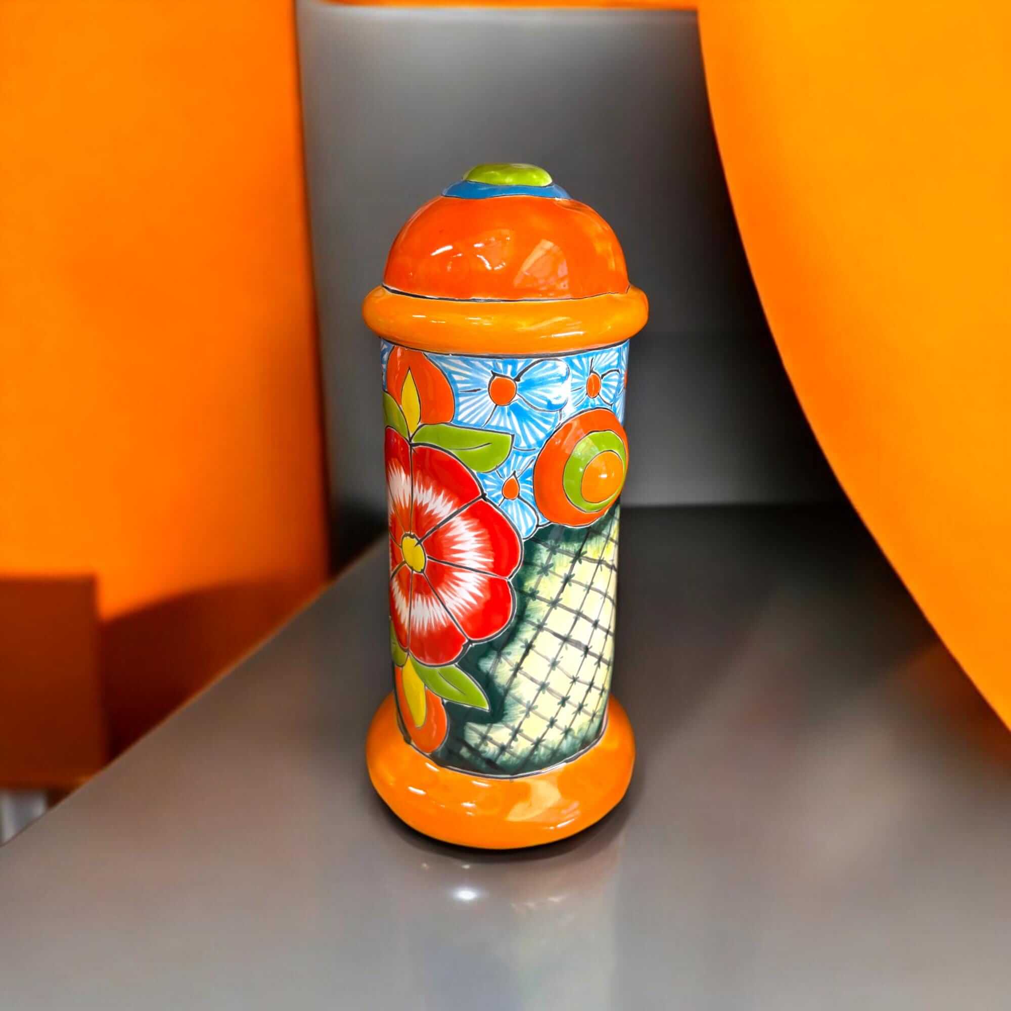 Estatua de boca de incendios de Talavera | Decoración mexicana pintada a mano