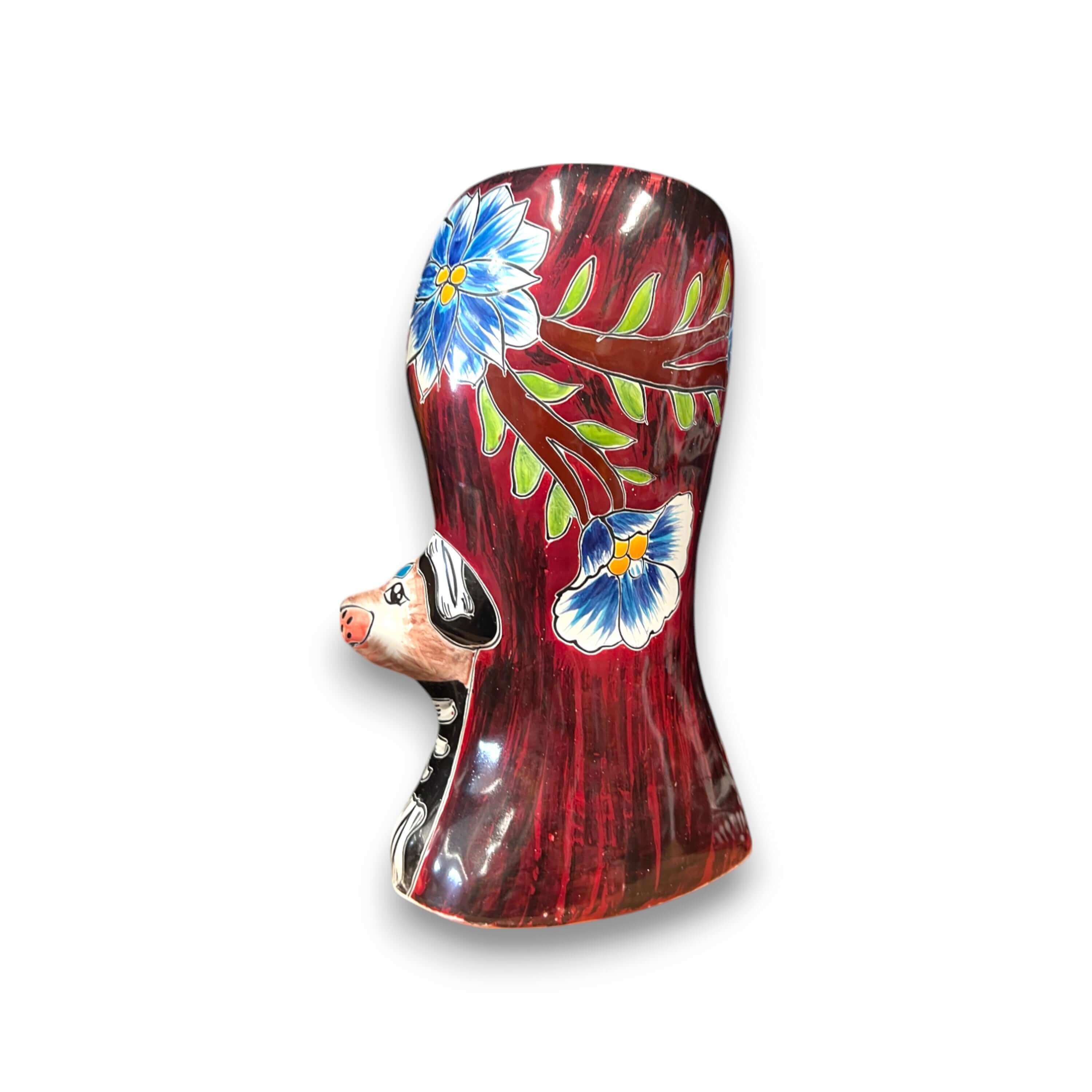 Macetero de calavera Talavera para dama | Maceta colorida del Día de Muertos con perro