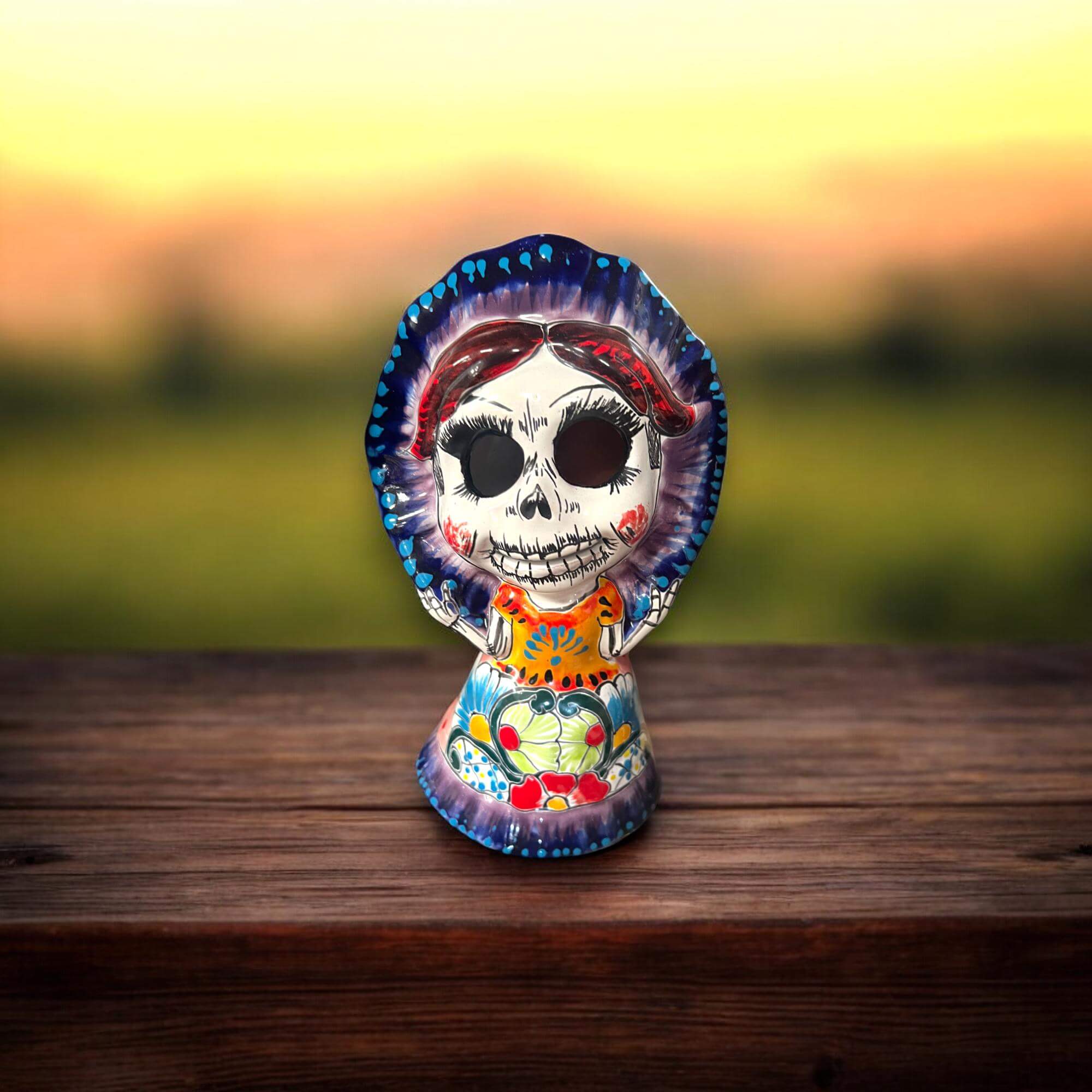 Talavera Skeleton Woman | Day of the Dead Figurine in Traditional Dress