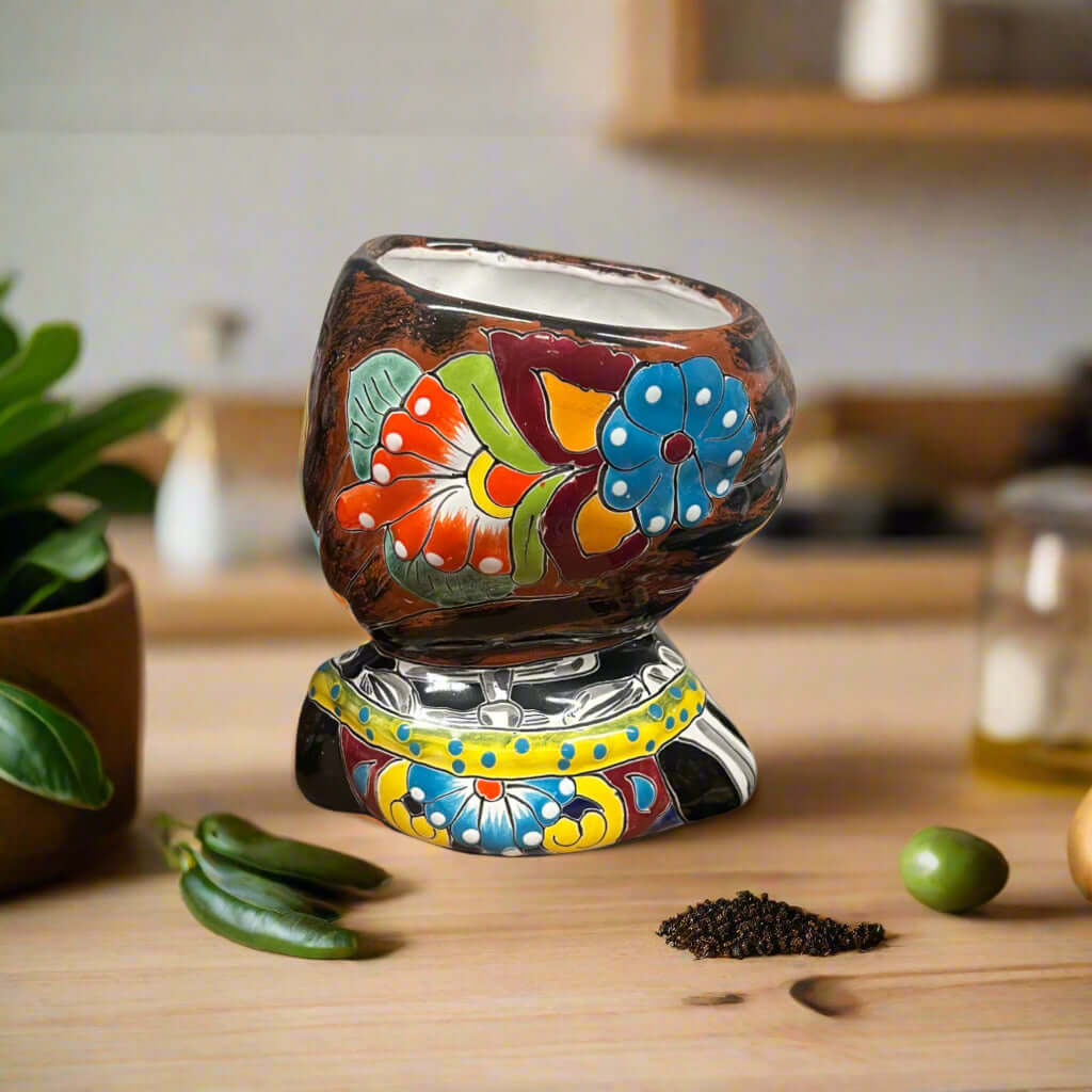 Maceta Talavera Calavera de Niña | Maceta del Día de Muertos Pintada a Mano