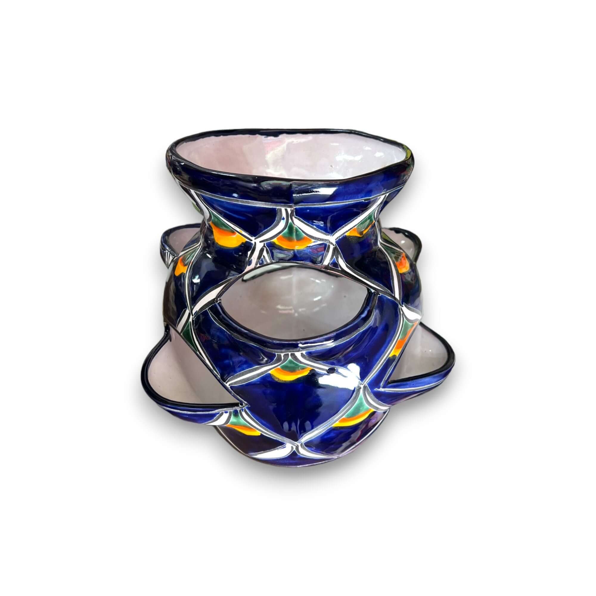 Maceta de fresas Talavera | Diseño Pavo Real Azul