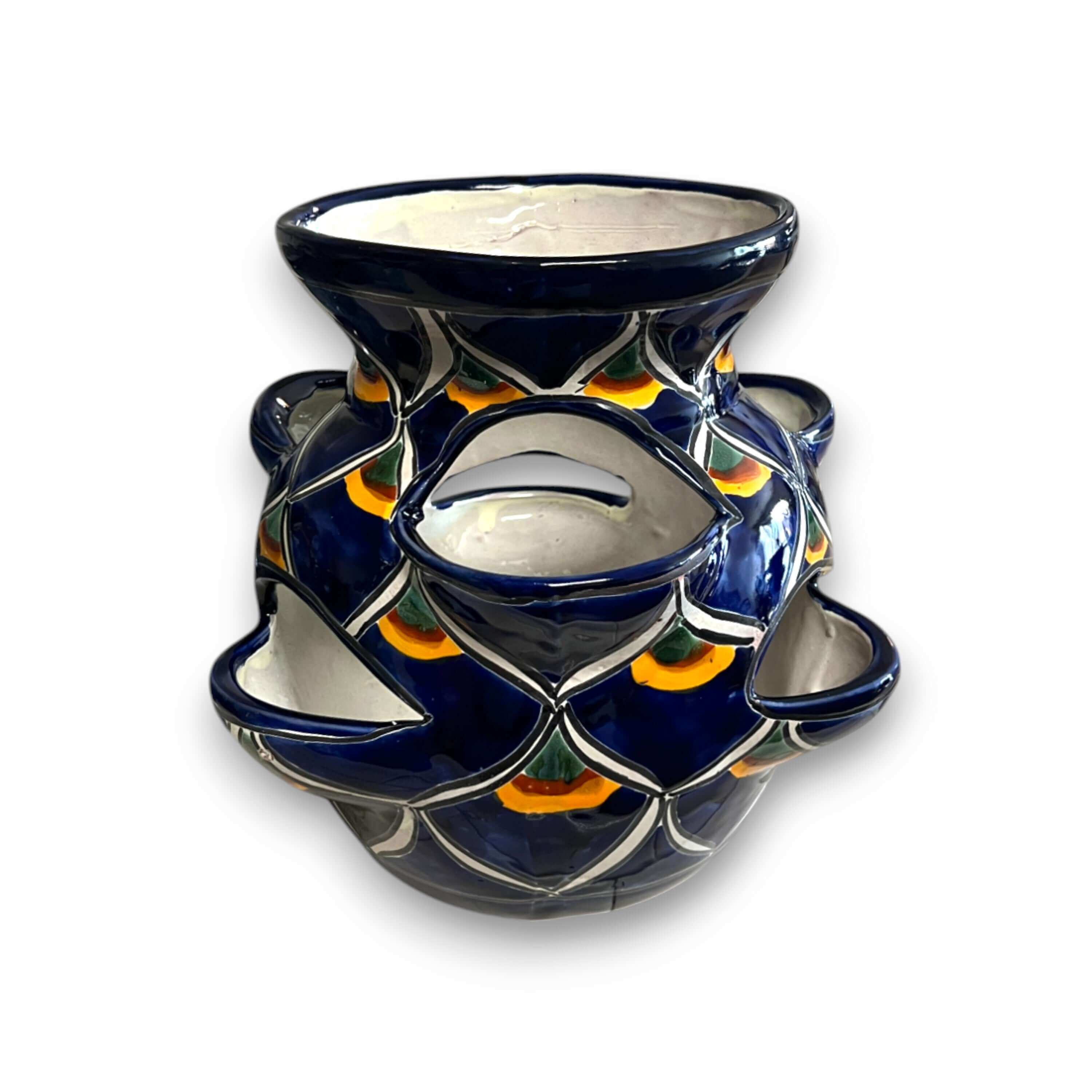 Maceta de fresas Talavera | Diseño Pavo Real Azul