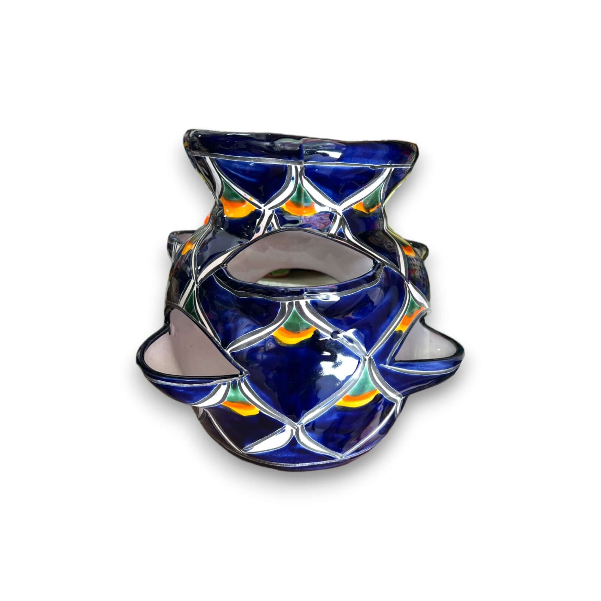 Maceta de fresas Talavera | Diseño Pavo Real Azul