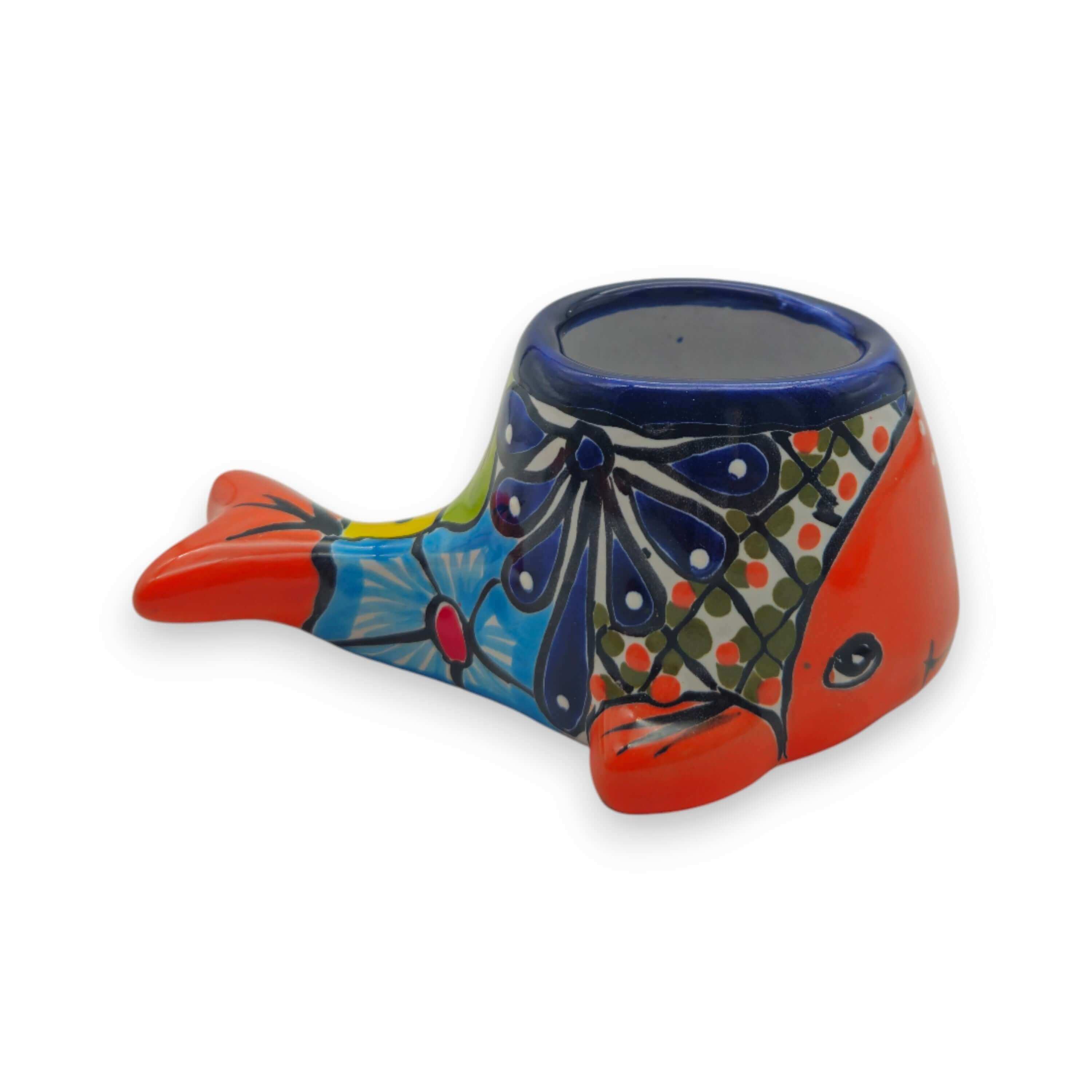 Maceta de ballena Talavera | Maceta colorida de animales mexicanos pequeños