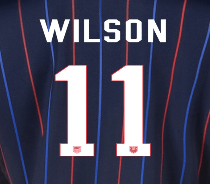 USWNT 2025 Away WILSON #11 Jersey Name Set 8"