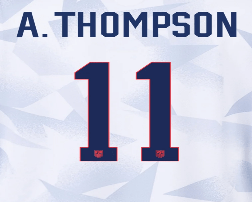 USWNT 2025 Home A. THOMSON #11 Jersey Name Set 8"