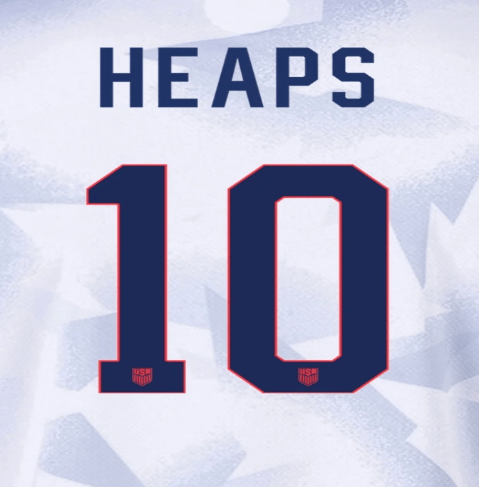 USWNT 2025 Home G. HEAPS #10 Jersey Name Set 8"