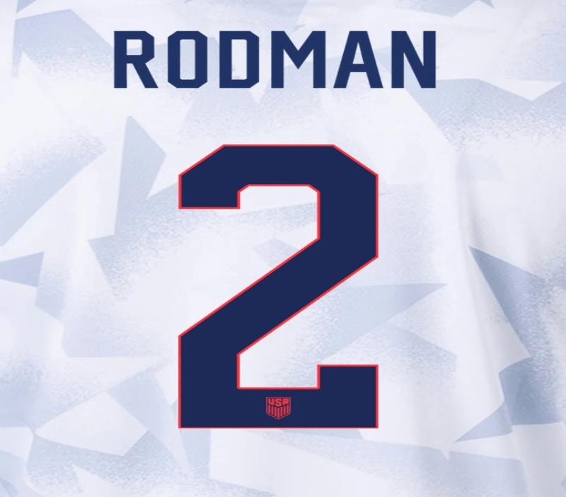 USWNT 2025 Home Rodman #2 Jersey Name Set 8"