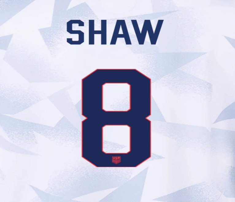 USWNT 2025 Home SHAW #8 Jersey Name Set 8"