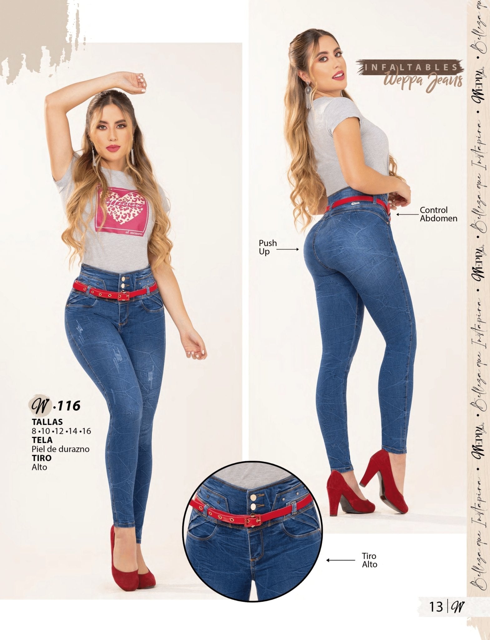 W-116 100% Auténticos Jeans Colombianos Push Up