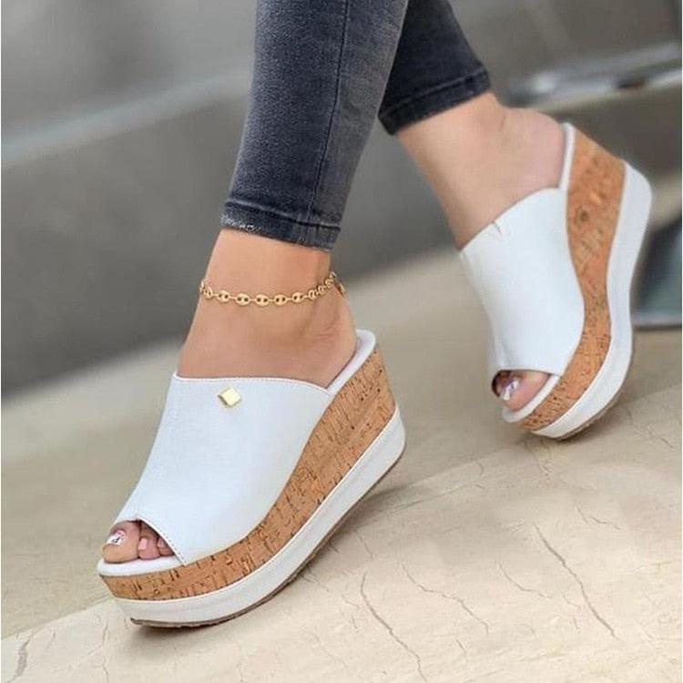 White Modern Women Shoes Summer Peep Toe Sandals Fashion Platform Slippers Outdoor Casual Flip Flops Women Shoes Summer Open Toe Sandals Fashion Platform Slippers Outdoor Casual Sandals