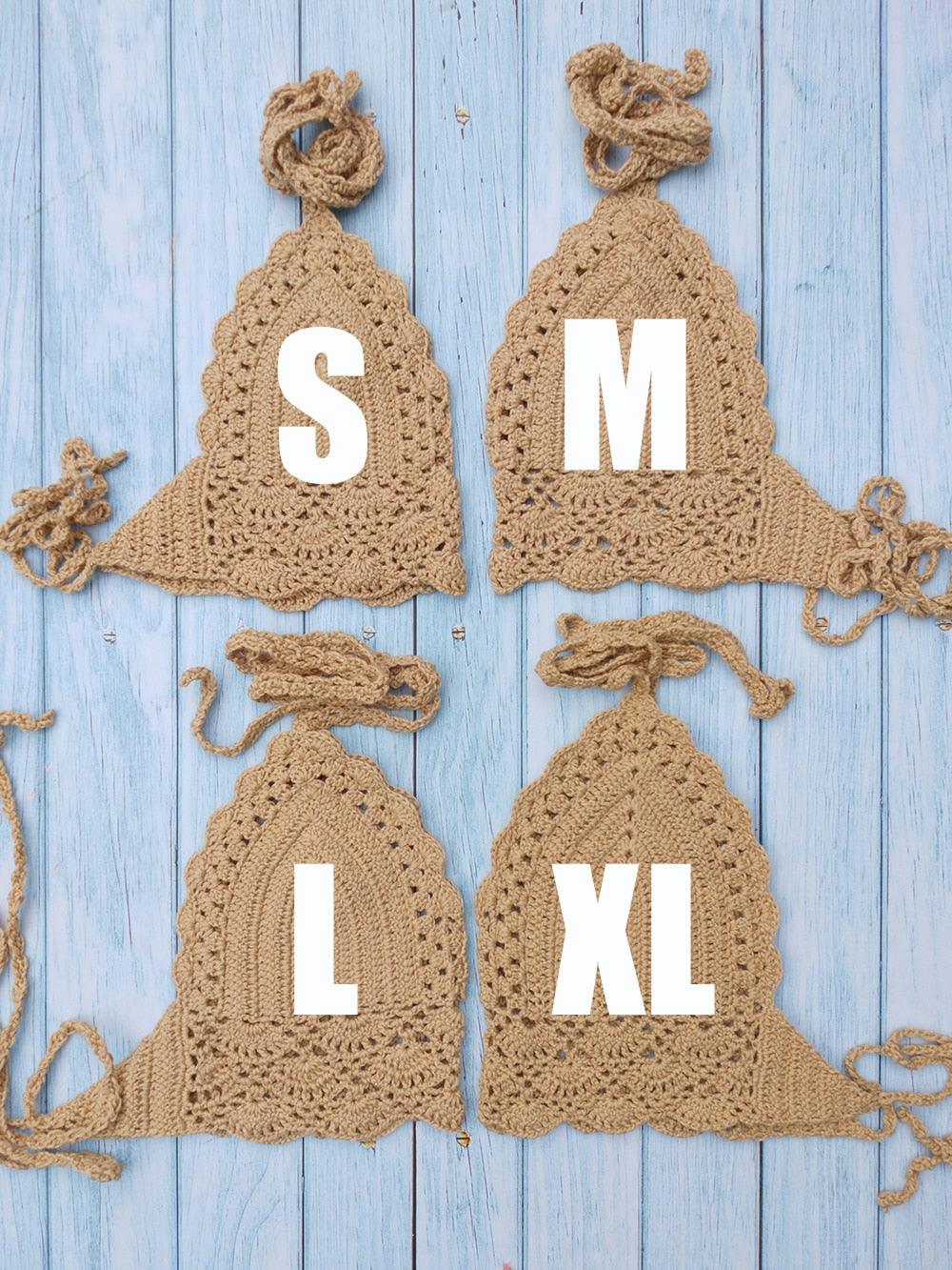 Woman Bikini Top Crochet Knit Separate Female Women Comfortable Beach Crochet Crop Summer Halter Tank Top Beach Knit Bra Beachwear Plus Size Bathing Suits Summer Beach Crochet Crop Tank Top