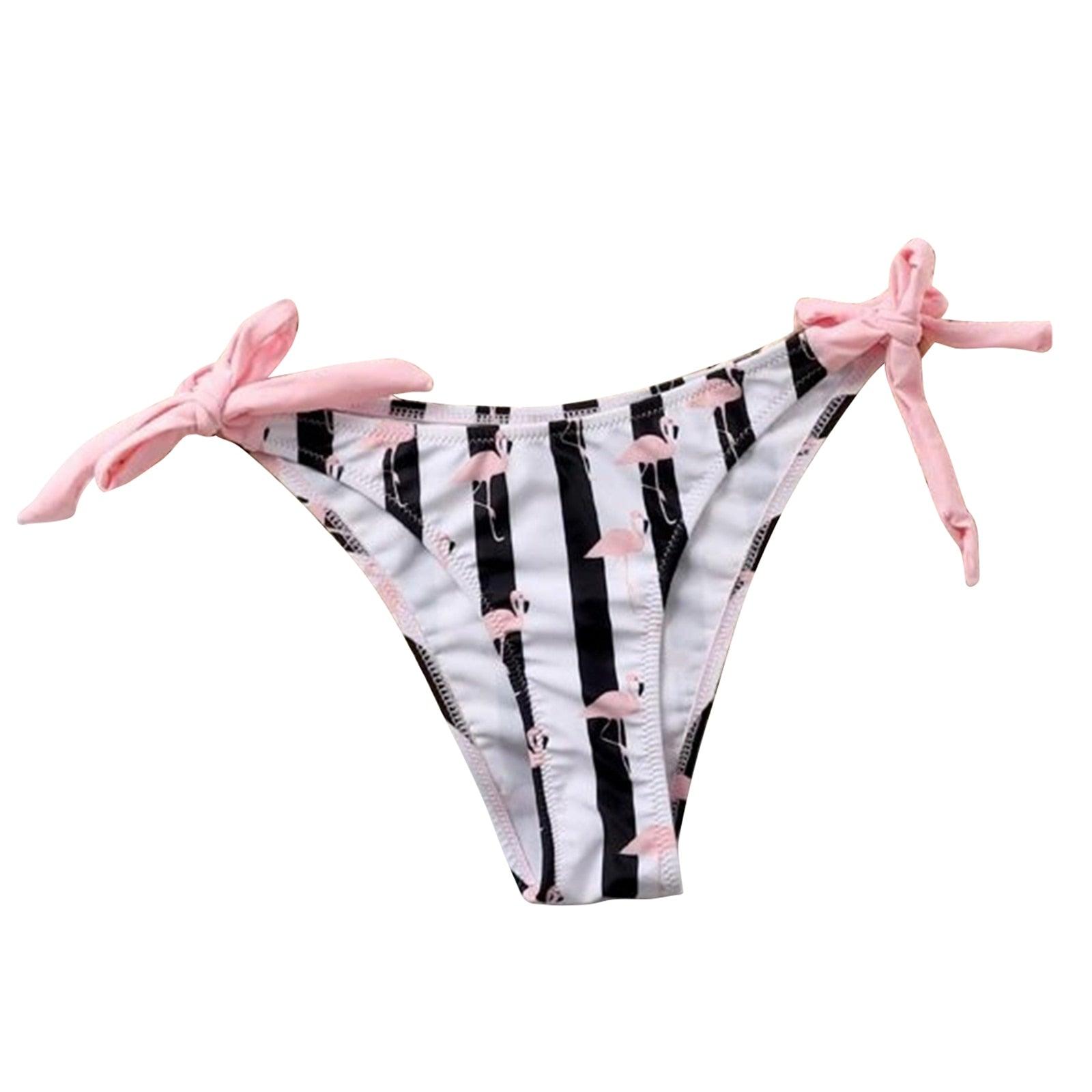 Women 2Pcs Summer Beach Bathing Suit Bowknot Ruffle Sleeve Crop Tops Striped Print Swimsuit Bikini Sets 2 Piece Ruffled V Neck Bathing Suits Summer Swimwear