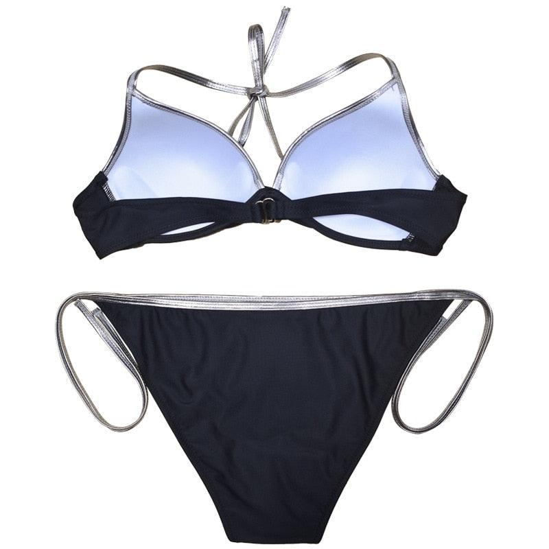 Women Cute Large Swimsuits Push Up Bikini Women Triangle Push Up Bikini Set Molded Bra Swimsuit Women's Plus Size Swimwear Beach Wear Bikinis Female Bathing Suit Swimming Suits