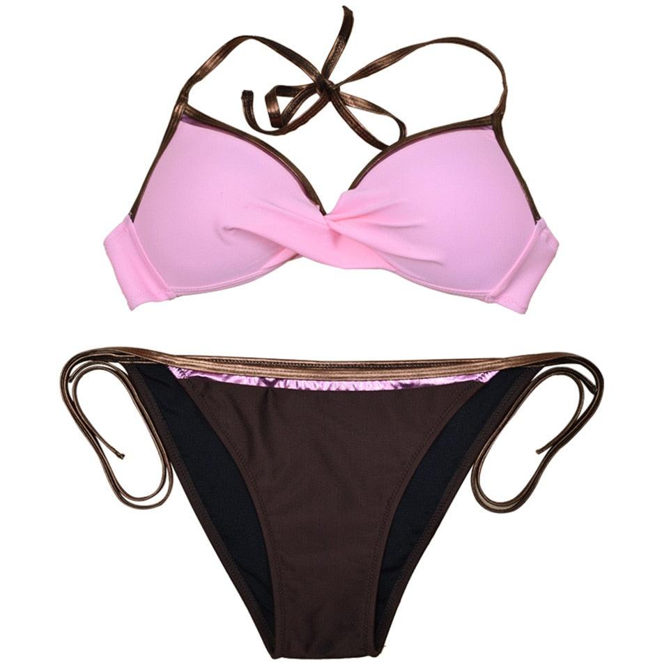 Women Cute Large Swimsuits Push Up Bikini Women Triangle Push Up Bikini Set Molded Bra Swimsuit Women's Plus Size Swimwear Beach Wear Bikinis Female Bathing Suit Swimming Suits