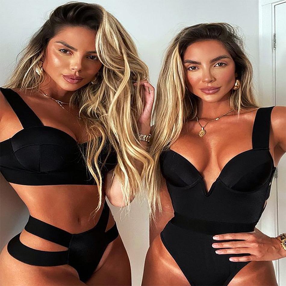 Women Push Up Bikini Women Neon Bandage Swimwear Women Patchwork Bikini Swimsuit 2 Piece Cutout Molded Push Up Bathing Suit Ruffle Hook Closure Bikini Set Two Piece Bathing Suit