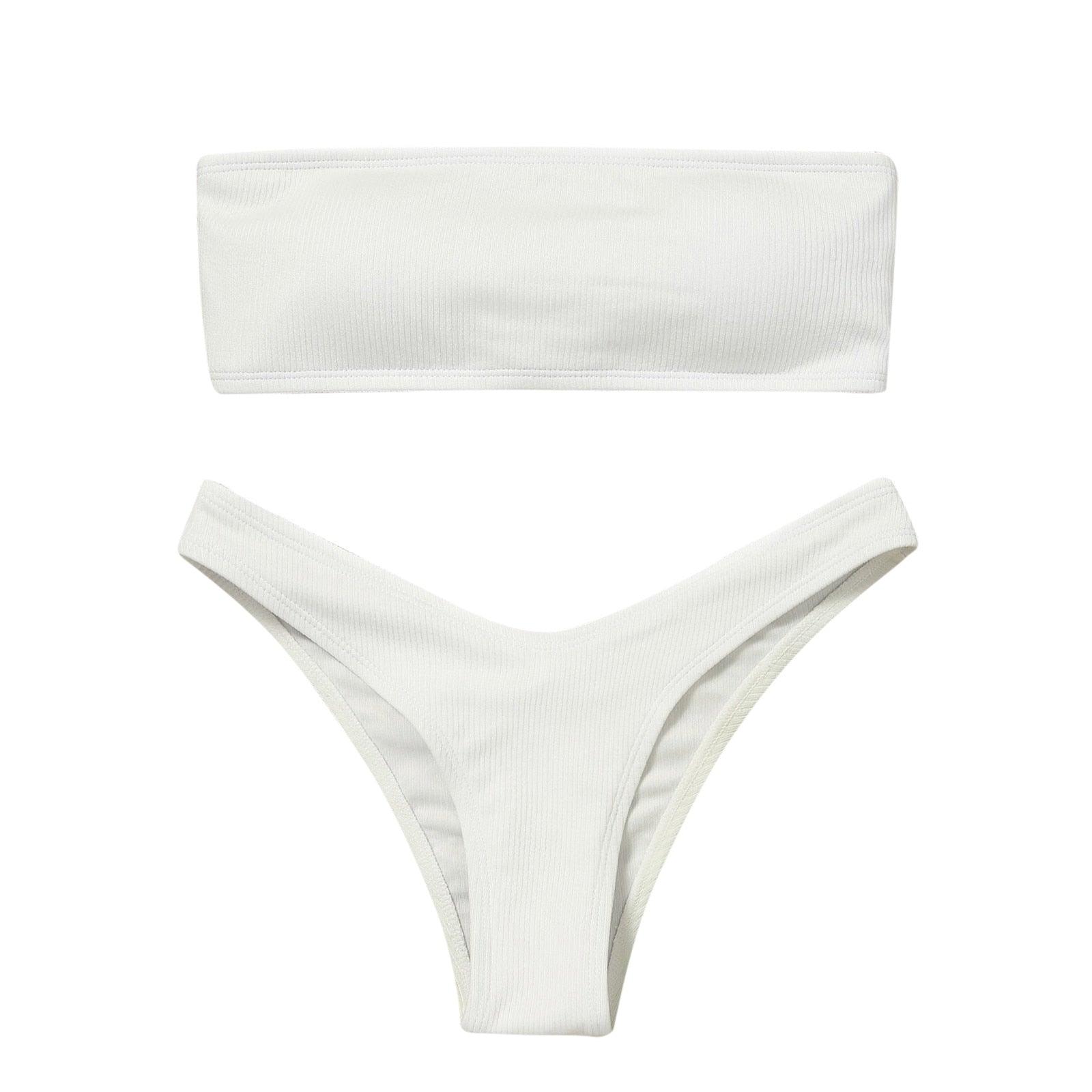 Women's Bikini Two Piece Swimsuit Swimwear Beach Bathing Suit Woman Two-Piece Strapless Padded High Cut Bandeau Bathing Suit Swimwear