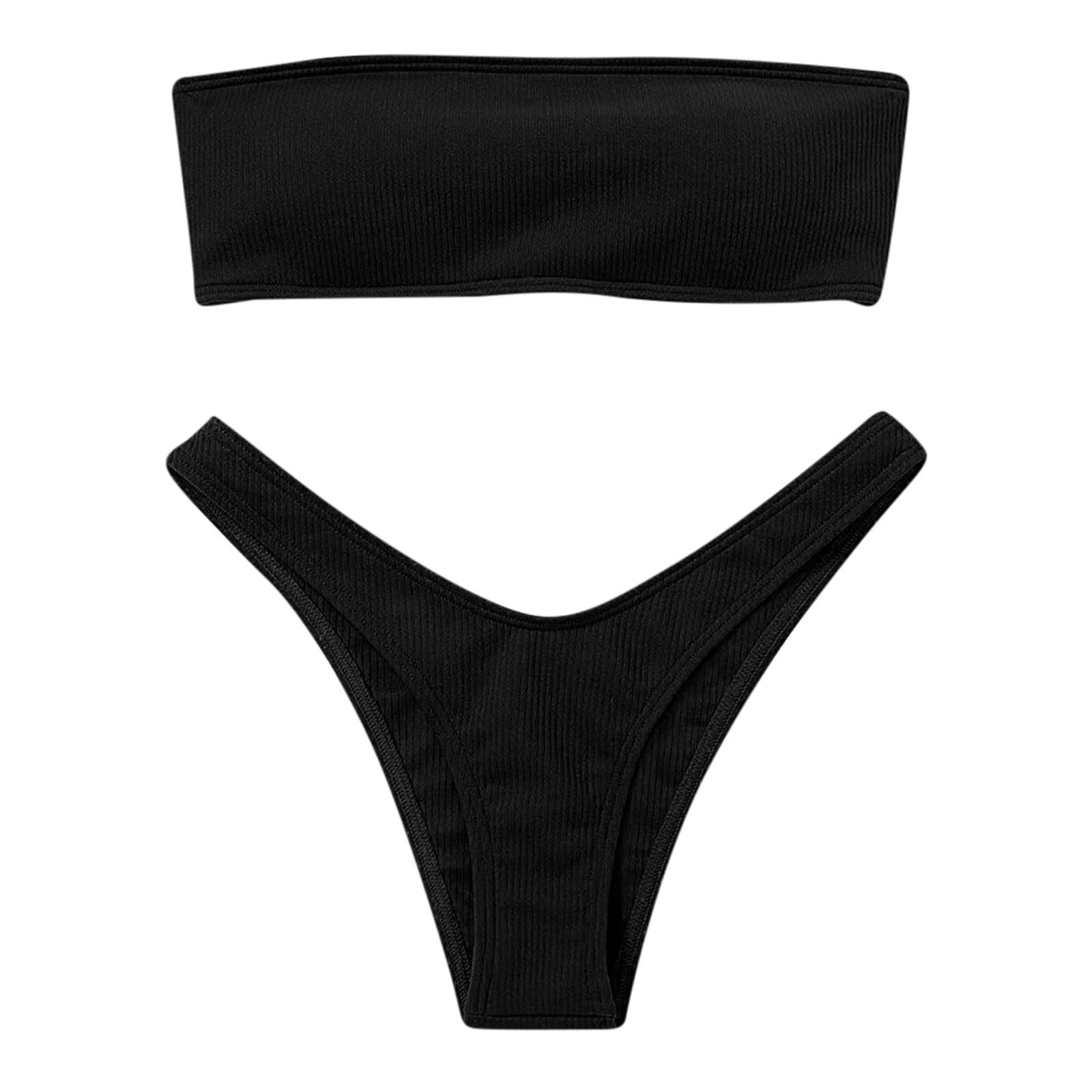 Women's Bikini Two Piece Swimsuit Swimwear Beach Bathing Suit Woman Two-Piece Strapless Padded High Cut Bandeau Bathing Suit Swimwear