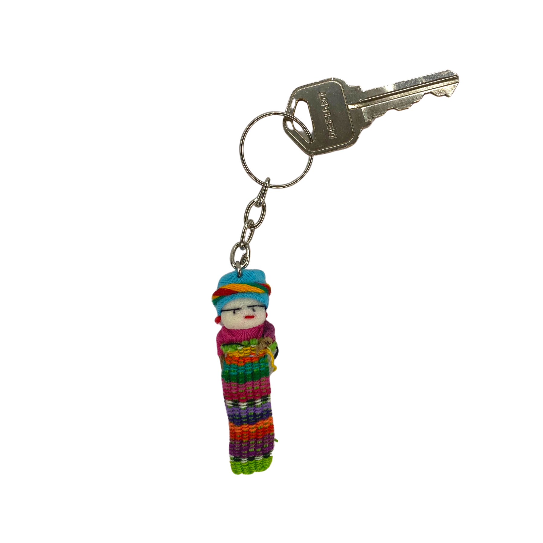 Llavero de Muñeca Quita Pena Boho | Charm Multicolor Hecho a Mano de Guatemala
