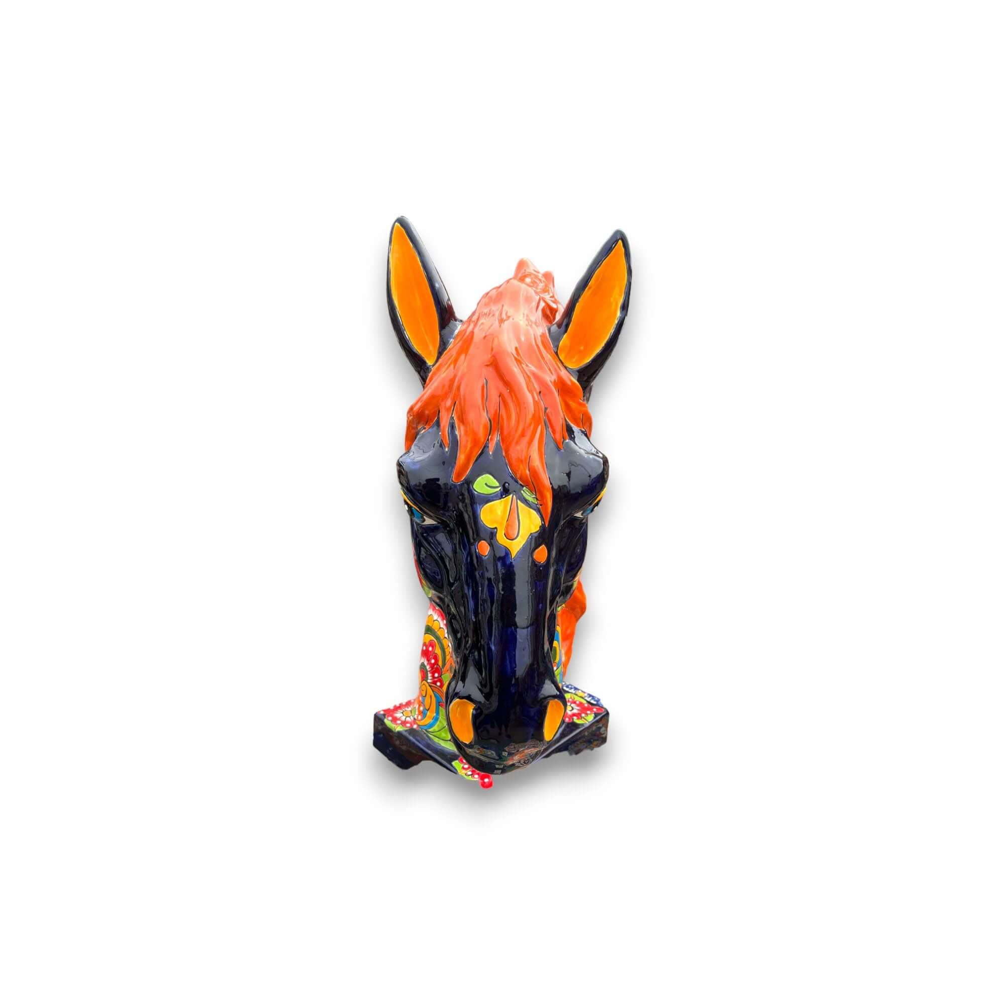 Estatua de cabeza de caballo de talavera XL | Cerámica mexicana colorida hecha a mano