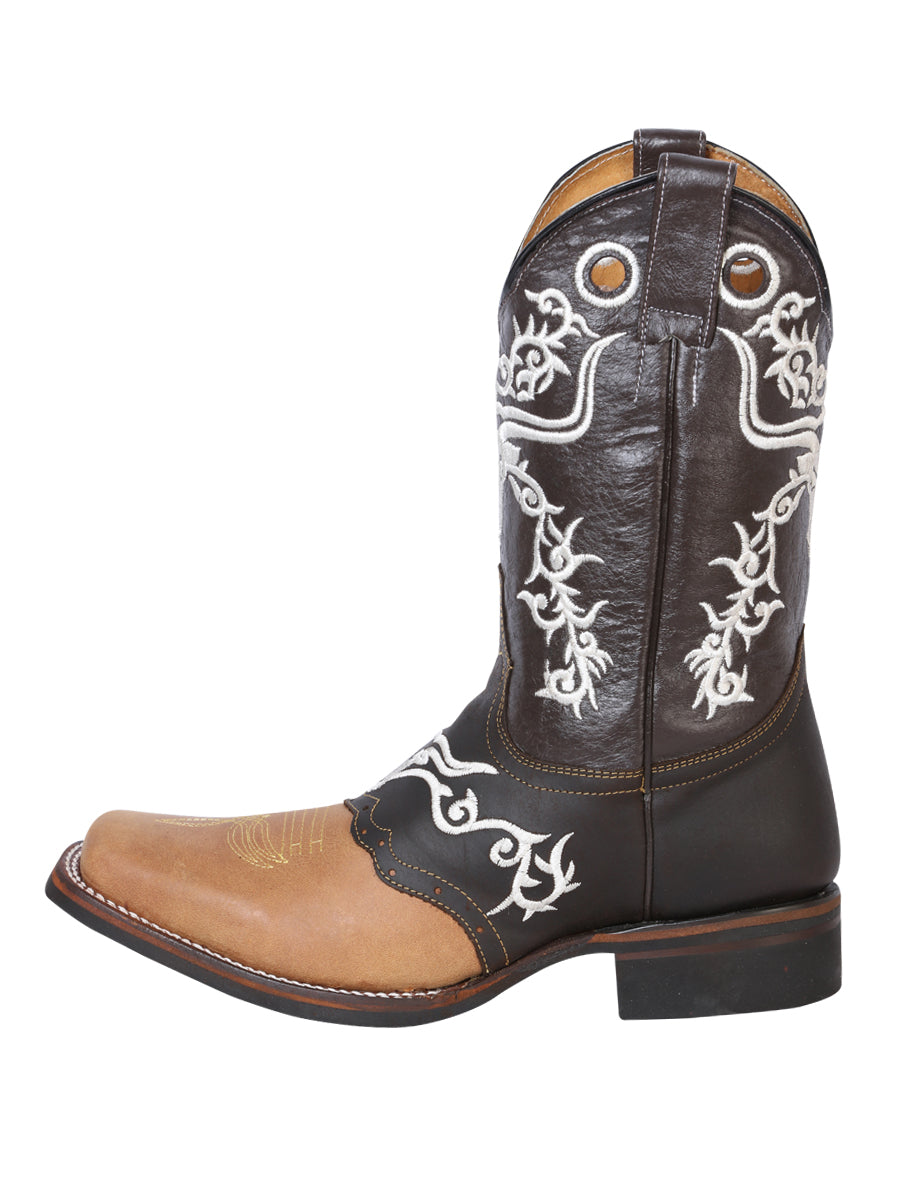 El General Men’s Leather Cowboy Boot – Crazy Honey/Dark Brown – Style 33316