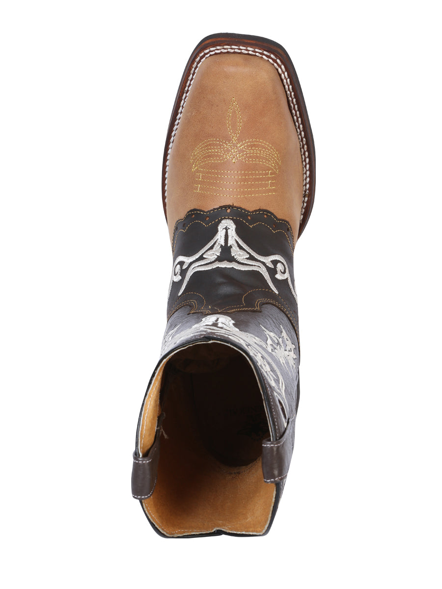 El General Men’s Leather Cowboy Boot – Crazy Honey/Dark Brown – Style 33316
