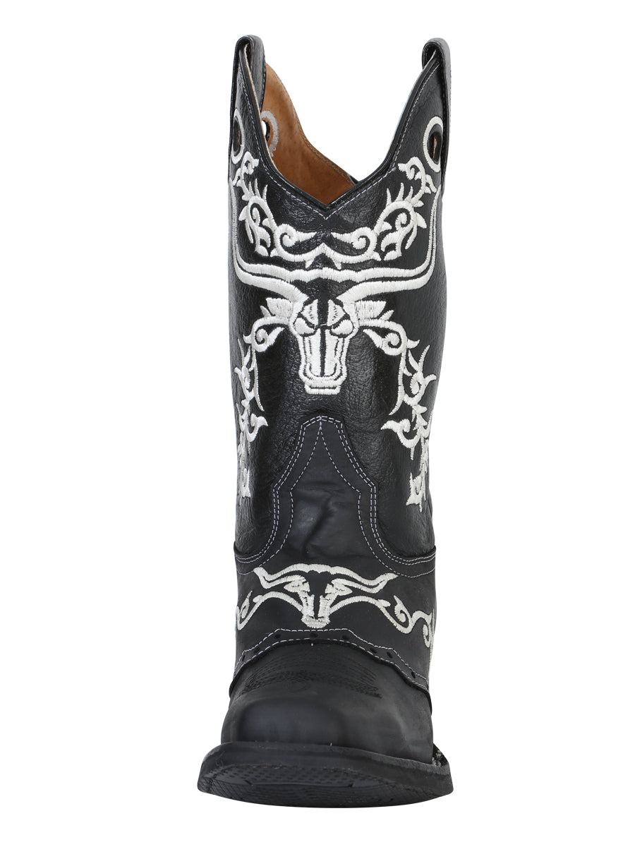 El General Men's Leather Cowboy Boot –  Black – Style 34313